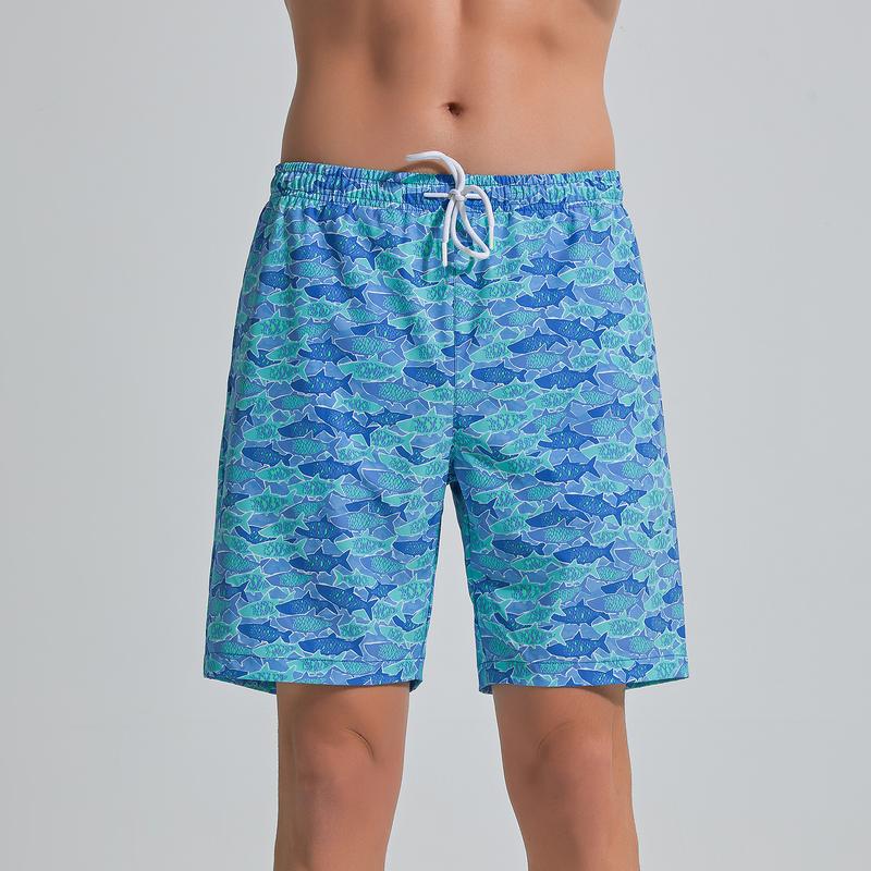 男士速干沙滩泳裤五分平脚外穿短裤